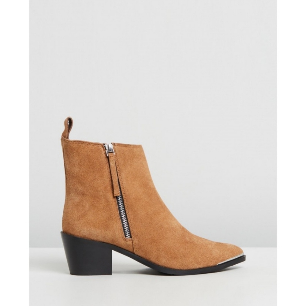 One Teaspoon Tan Suede Monica Pointed Toe Ankle Heel Boots Women's 39 / US 8.5